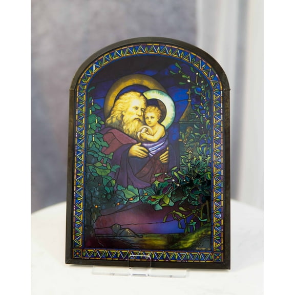 Louis Comfort Tiffany Christmas Eve Trinity Stained Glass Wall Or Desktop Plaque