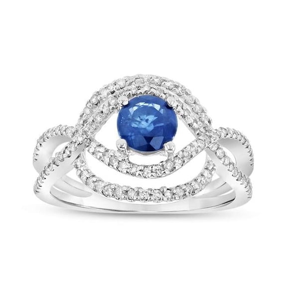 Louis Creations  0.40 CTW Diamond & Sapphire Fashions Ring, 14K Gold - Size 7.5