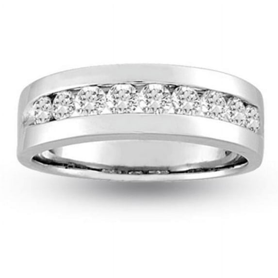 Louis Creations CR376-050-6.5 0.50 CTTW Ring 9 Stone Round Channel Set Diamonds 14K Gold Ring Mens Band - Size 6.5