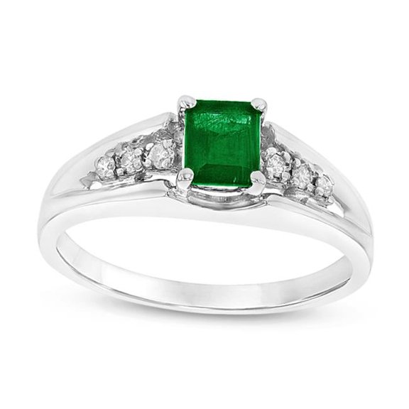 Louis Creations R2444ED-4 0.58 CTTW Emerald & Diamond Ring Set, 14K Gold - Size 4