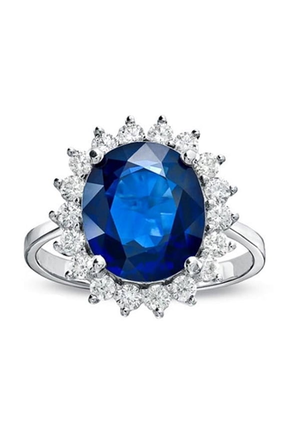 RL1298SD-4 6.28 CTTW 12 x 10 mm 5.53 Carat Oval Sapphire & Diamond Ring, 14K Gold Royal Collection - Size 4