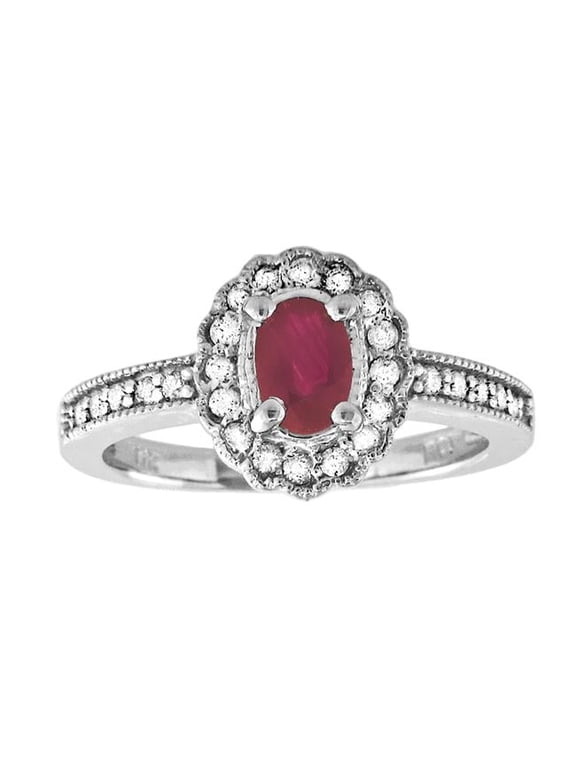 RL1343RD-4 0.75 CTTW Natural Heated Ruby & Diamond Fashion Ring Set, 14K Gold - Size 4