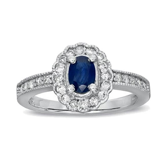 Louis Creations RL1343SD-7.5 0.80 CTTW of Diamond & Sapphire Ring Set, 14K Gold - Size 7.5