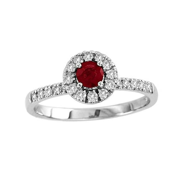 Louis Creations RL1466RD-8 0.65 CTTW Natural Heated Ruby & Diamond Halo Ring Set, 14K Gold - Size 8