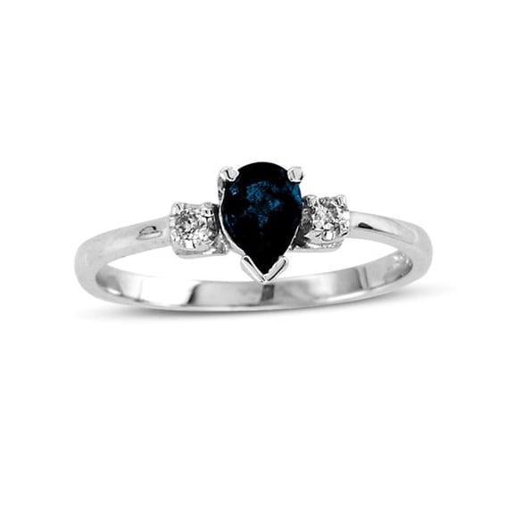 Louis Creations RL1470SD-7 0.51 CTTW Diamond & Pear Shaped Sapphire Ring Set, 14K Gold - Size 7