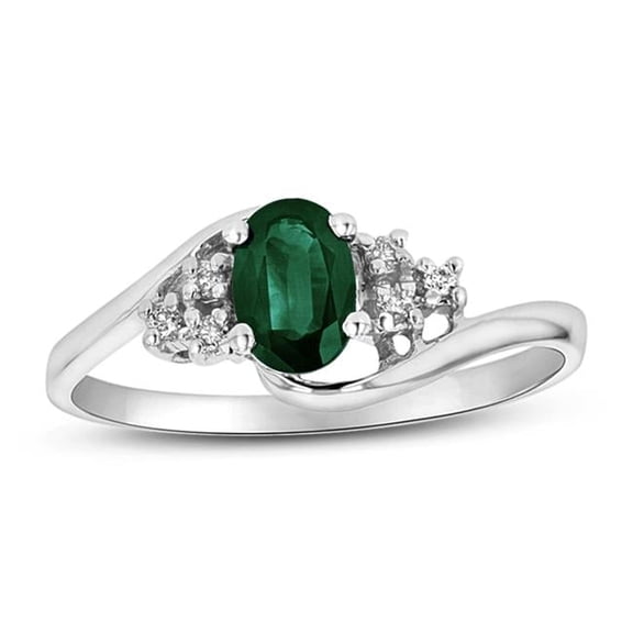 Louis Creations RL1475ED-5 0.44 CTTW Emerald & Diamond Fashion Ring Set, 14K Gold - Size 5