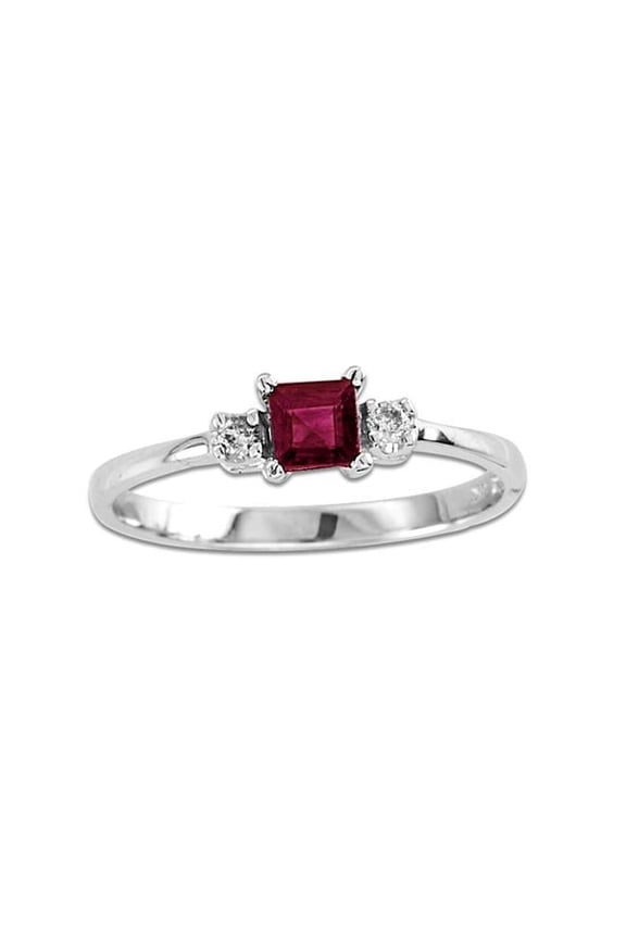 RL1481RD-4 0.04 CTW Diamond & Ruby Ring, 14K Gold - Size 4