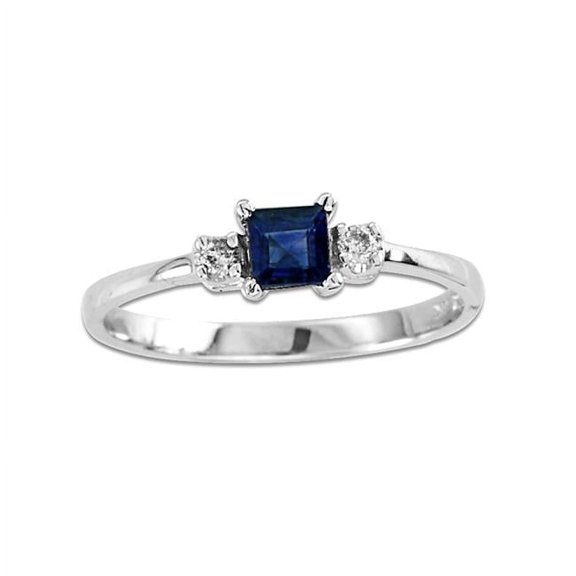 Louis Creations RL1481SD-7 0.46 CTTW Diamond & Square Sapphire Ring Set, 14K Gold - Size 7