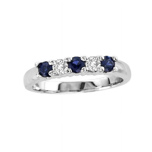 Louis Creations RL1544K-SD-5 0.20 CTW Five Stone Diamond & Sapphire Band, 14K Gold - Size 5