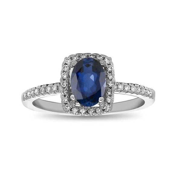 Louis Creations RL1963SD-ENG-9 0.95 CTTW Sapphire & Diamond Engagement Ring, 14K White Gold - Size 9