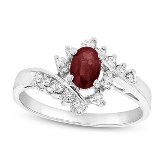 Louis Creations RL2107RD-6 0.70 CTW Diamond & Ruby Ring, 14K White Gold - Size 6