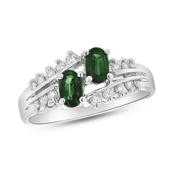 Louis Creations RL2108ED-4.5 0.75 CTW Diamond & Emerald Ring, 14K White Gold - Size 4.5