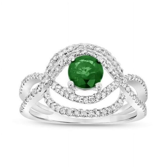 Louis Creations RL2115ED-5 1.00 CTW Diamond & Emerald Ring, 14K White Gold. - Size 5
