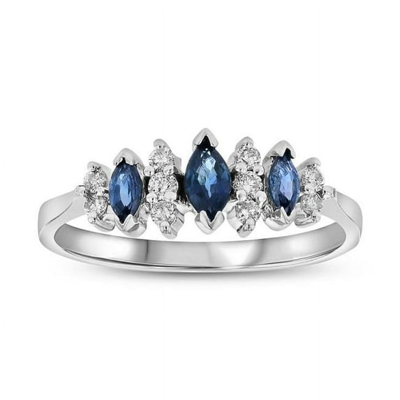 Louis Creations RL2223SD-4 0.15 CTW Diamond & Marquis Sapphire Ring, 14K Gold - Size 4