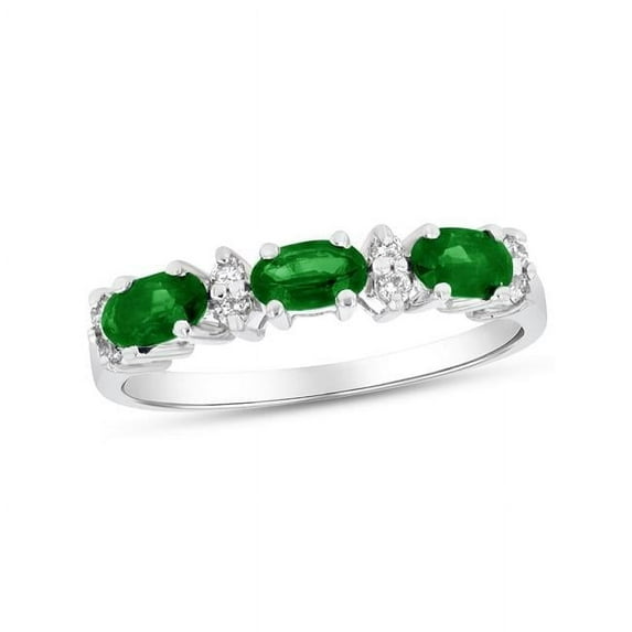 Louis Creations RL2513ED-4 0.75 CTW Diamond & Emerald Band, 14K White Gold - Size 4