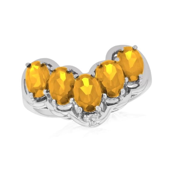 Louis Creations RL2776CTR-WG-4 0.01 CTW Diamond & Citrine Fashion Ring, 14K Yellow Gold - Size 4