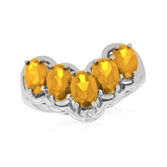 Louis Creations RL2776CTR-WG-8 0.01 CTW Diamond & Citrine Fashion Ring, 14K Yellow Gold - Size 8