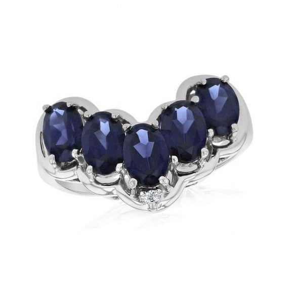 Louis Creations RL2776SD-WG-4 0.01 CTW Diamond & Sapphire Fashion Ring, 14K White Gold - Size 4