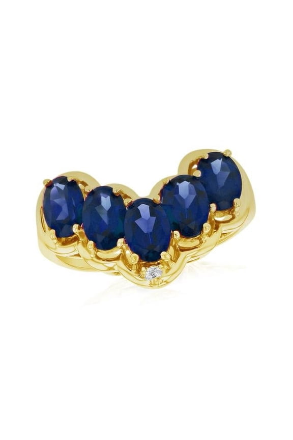 RL2776SD-YG-4 0.01 CTW Diamond & Sapphire Fashion Ring, 14K Yellow Gold - Size 4