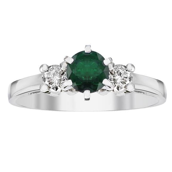 Louis Creations RL613ED-CE-4 0.68 CTTW Emerald & Diamonsd Engagement Ring, 14K Gold - Size 4