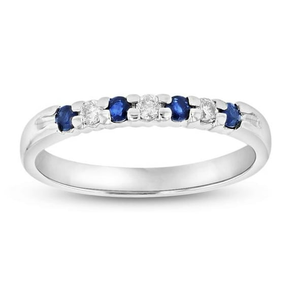 Louis Creations RL887SD-012-9 14K Gold 0.27 CTTW Round Diamonds & Sapphires Prong Set Band Ring - Size 9