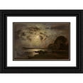 thumbnail image 1 of Louis Douzette 14x11 Black Ornate Wood Framed Double Matted Museum Art Print Titled: Moonlit Landscape, 1 of 5
