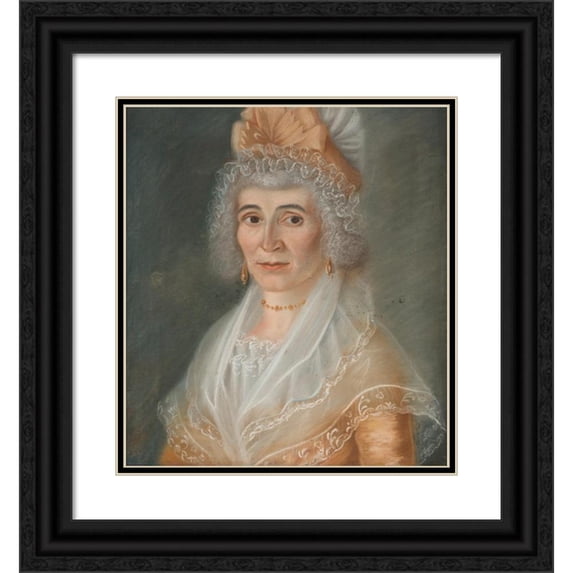 Louis Dulongpre 20x22 Black Ornate Framed Double Matted Museum Art Print Titled: Marguerite Viger, Wife of Pierre Berthelet (ca. 1790)
