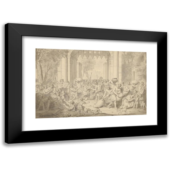 Louis Fabritius Dubourg 14x11 Black Modern Framed Museum Art Print Titled - Roman Soldiers Defending a City Plagued by Famine (1734)