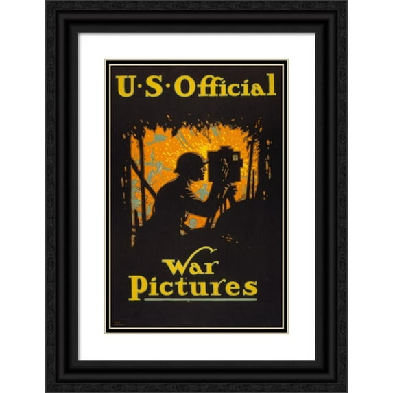 Louis Fancher 13x18 Black Ornate Wood Framed Double Matted Museum Art Print Titled - U.S. Official War Pictures (1917)
