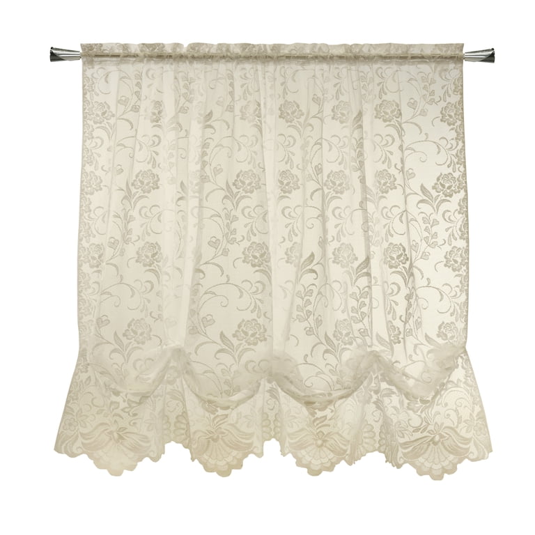 Living Louis Floral Lace Balloon Curtain Panel - Window Treatment