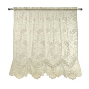Louis Floral Lace Window Balloon Curtain Panel 55" x 63" in Ivory