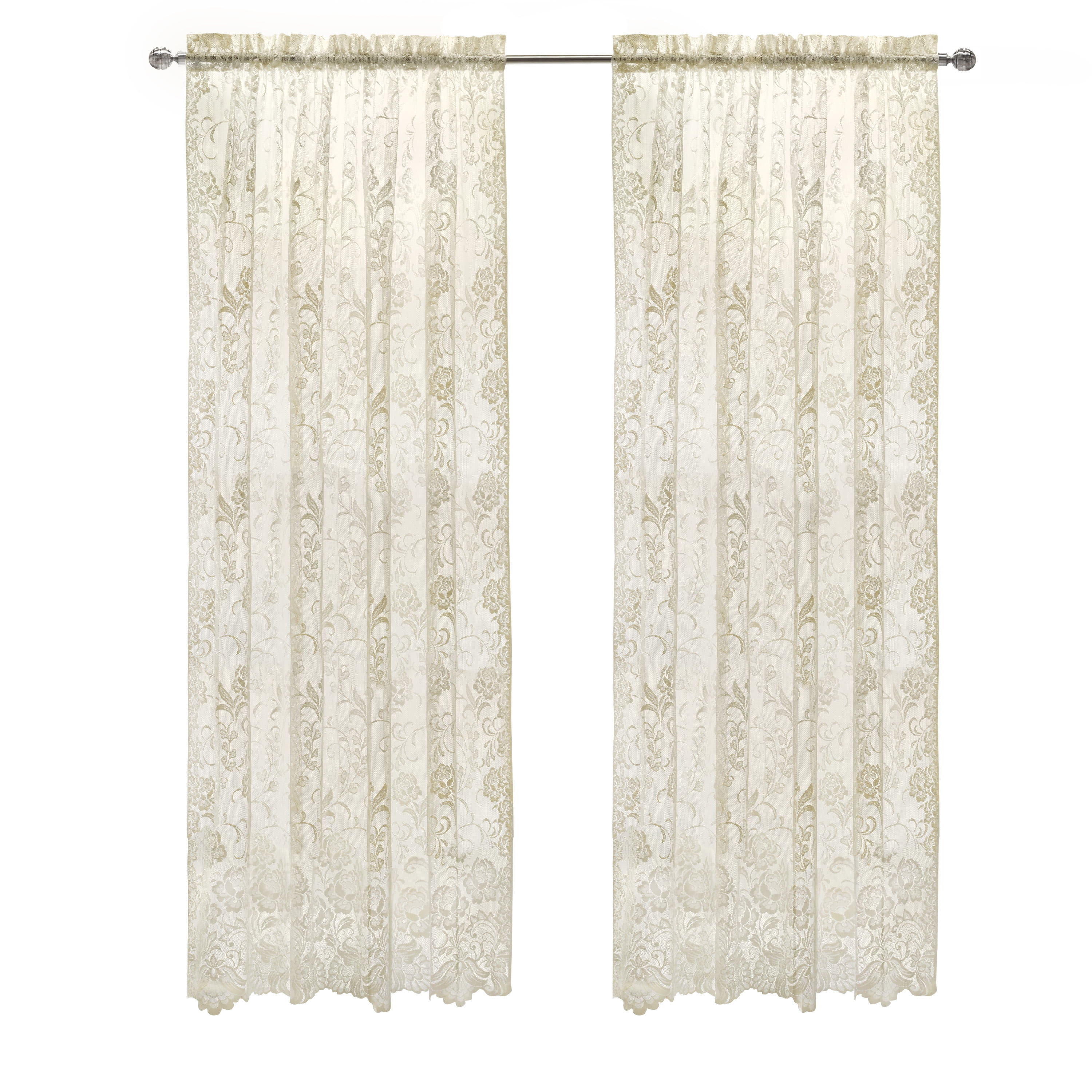 Loft Living Louis Floral Lace Window Curtain Panel 55 x 63 Ivory Rod Pocket  Elegant Vintage - Walmart.com, image size:3000x3000