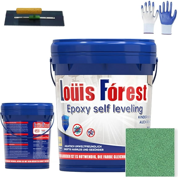 Louis Forest Epoxy Floor Paint, Epoxy Colored Sand Floor Paint, High Gloss Marble Effect Coating, Epoxys Floors Paints for Concrete, Waterproof, Non-Slip, Both Indoor and Outdoor (Green,96OZ(3KG))