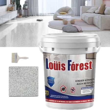 Louis Forest Epoxy Floor Paint, Louis Forest Floor Coating, High-Gloss Marble Effect Epoxy Floor Coating, Waterproof Water-Based Epoxy Floor Paint, Epoxy Paint (White Hemp Gray)