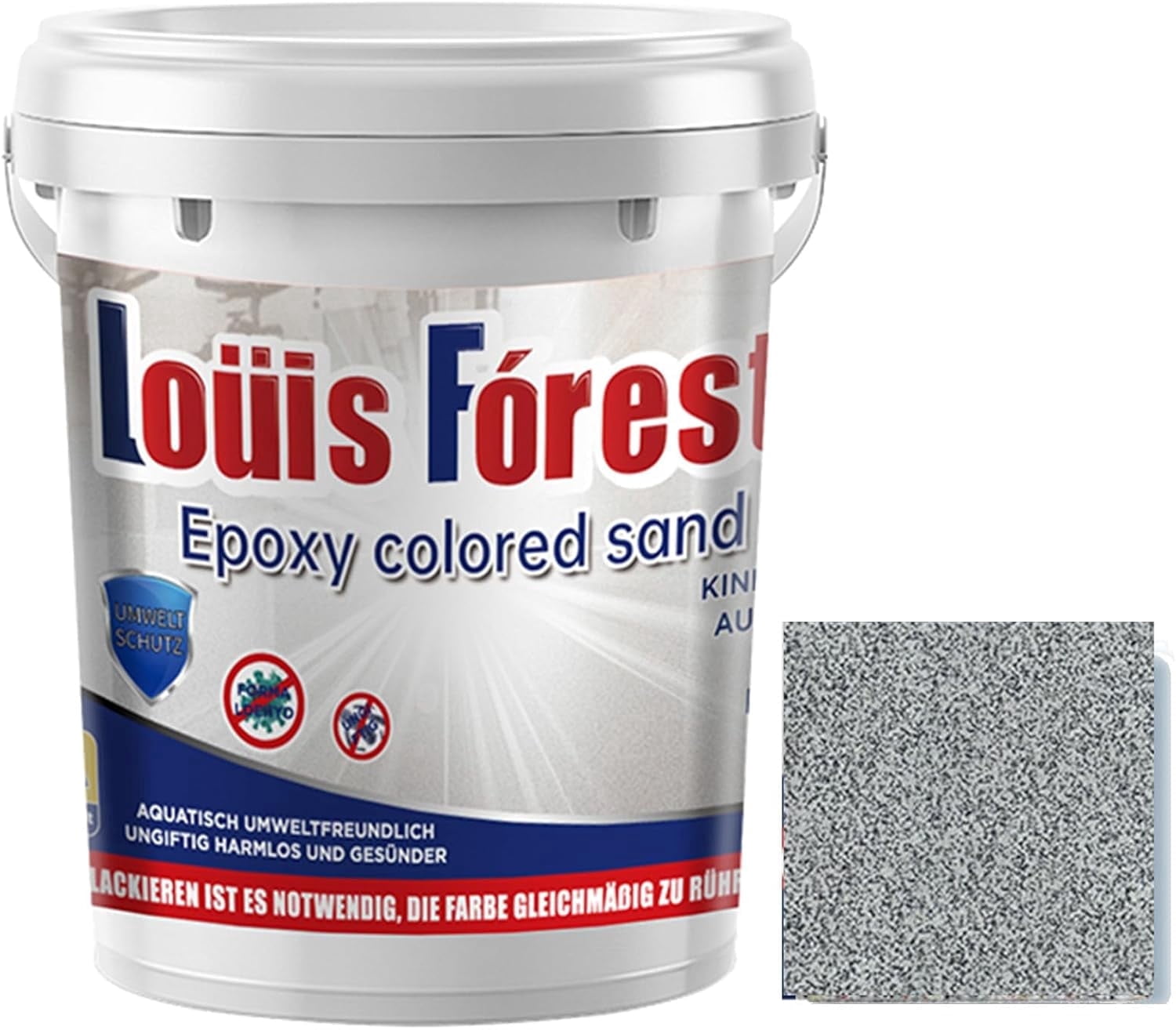 Louis Forest Epoxy Floor Paint for Concrete, High Gloss Marble Effect Coating, Waterproof & Non-Slip, Indoor/Outdoor, Gray, 168 OZ
