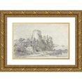 thumbnail image 1 of Louis-François Cassas 18x13 Gold Ornate Wood Frame and Double Matted Museum Art Print Titled - View of the Chateau De Saconnex (1780), 1 of 4
