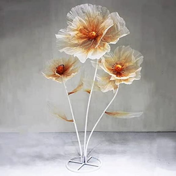 Louis Garden 1.7m Silk Poppy Artificial Flower Party Backdrop Giant Flowers for Decoration, Orange
