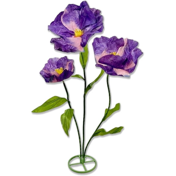 Louis Garden 5.9’ High 1-Base Silk Poppy Artificial Flower Backdrop Giant Flowers for Decoration, Purple