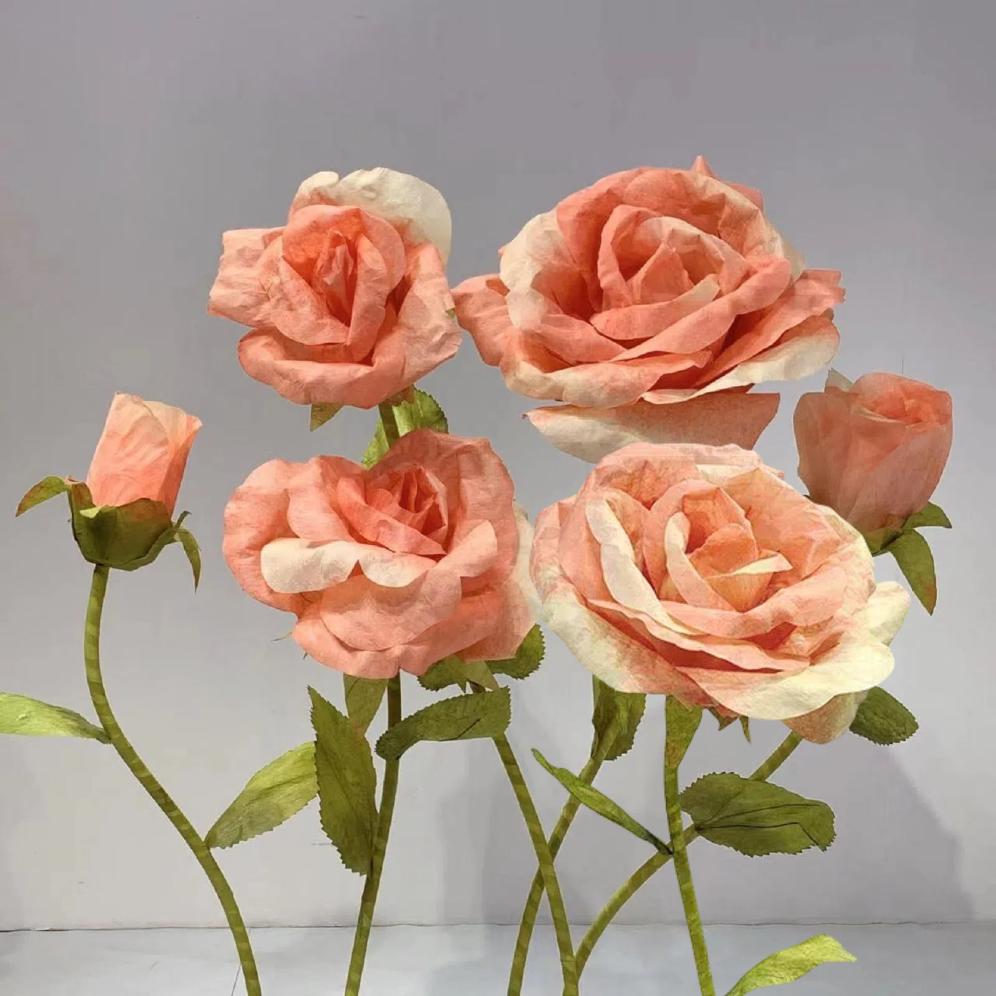 Louis Garden 5.9’ Rose Artificial Flower Set Party Backdrop Giant Flowers for Decoration, Champagne