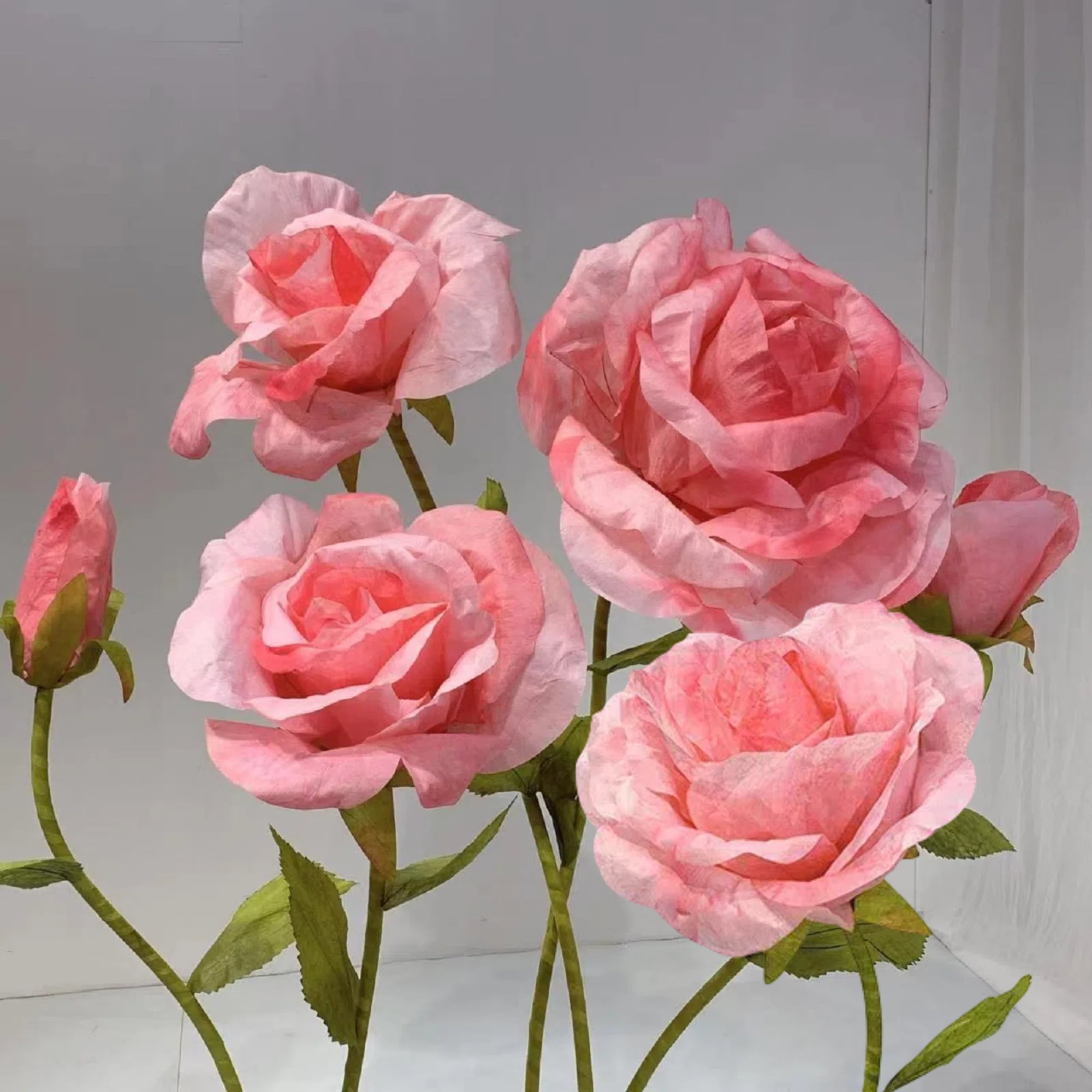 Louis Garden 5.9’ Rose Artificial Flower Set Party Backdrop Giant Flowers for Decoration, Pink
