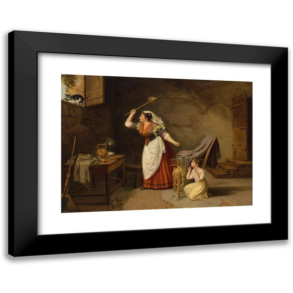Louis Gauffier 18x14 Black Modern Framed Museum Art Print Titled - The Stolen Bird