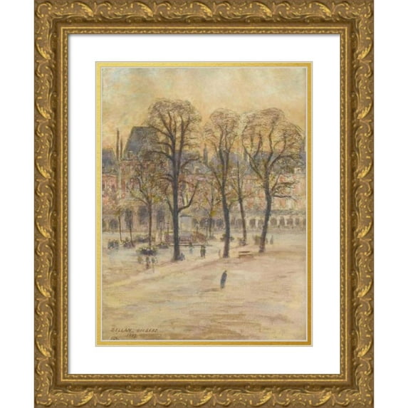 Louis-Gilbert Bellan 12x14 Gold Ornate Wood Frame and Double Matted Museum Art Print Titled - Place Des Vosges, Element of a Triptych (1913)