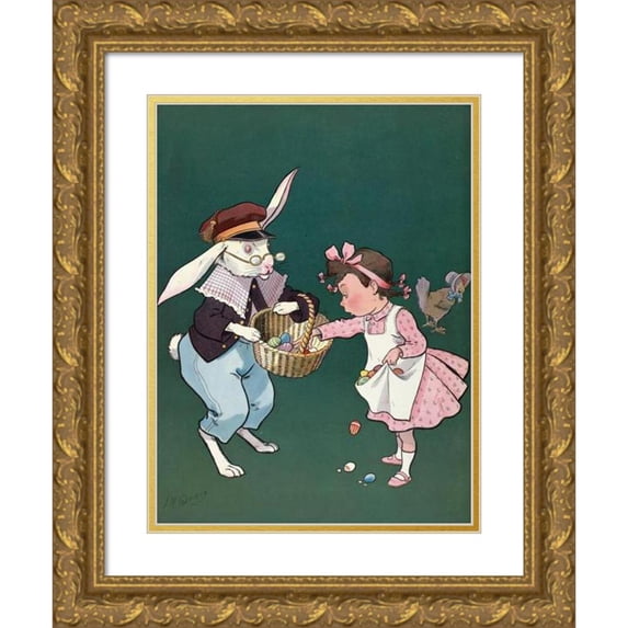 Louis Glackens 12x14 Gold Ornate Wood Frame and Double Matted Museum Art Print Titled - Puck Easter (1903)