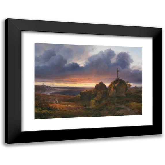 Louis Gurlitt 24x18 Black Modern Framed Museum Art Print Titled - Evening View of the Kattegat Near Kullen (1838)