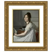 Louis Hersent 12x14 Gold Ornate Wood Frame and Double Matted Museum Art Print Titled - Sophie Crouzet (C. 1801)