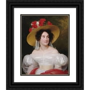 Louis Hersent 15x18 Black Ornate Wood Framed Double Matted Museum Art Print Titled - Portrait of Madame Arachequesne (1831)