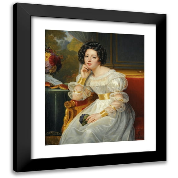 Louis Hersent 20x23 Black Modern Framed Museum Art Print Titled - Portrait of a Young Lady (1830)