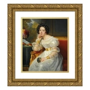 Louis Hersent 20x23 Gold Ornate Framed and Double Matted Museum Art Print Titled - Portrait of a Young Lady (1830)