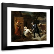 Louis Hersent 22x20 Black Modern Framed Museum Art Print Titled - Fenelon Returns a Stolen Cow to a Peasant