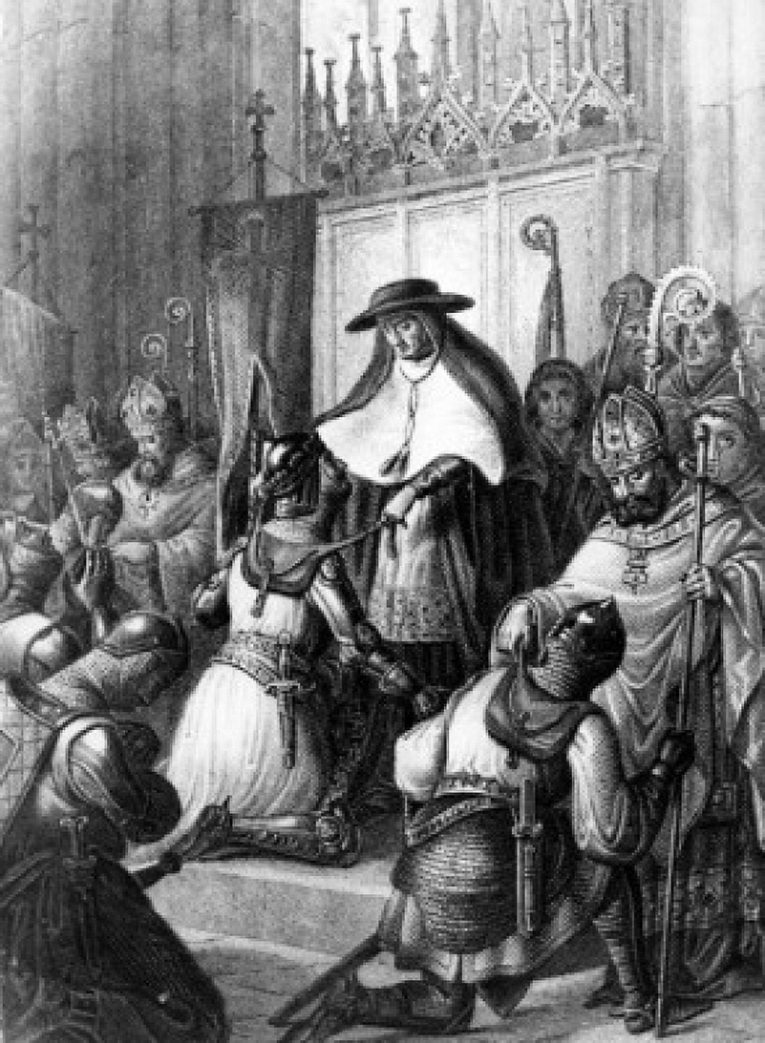 Louis IX of France Dedicating His Arms to Service of christianity by unknown artist 1245 artist unknown Canvas Art - (24 x 36)